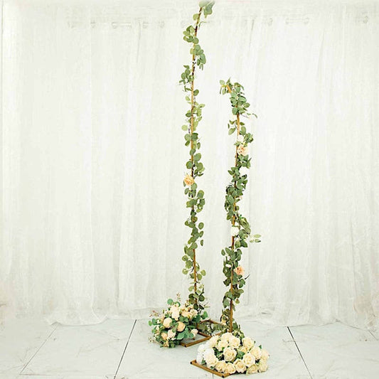 2 Gold Metal Floral Display Frames Curved Top Backdrop Stand Wedding Arch Set