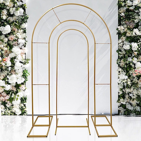 2 Gold Metal Round Top Wedding Arch Chiara Backdrop Stands