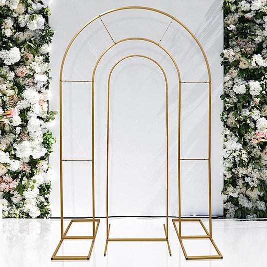 2 Gold Metal Round Top Wedding Arch Chiara Backdrop Stands