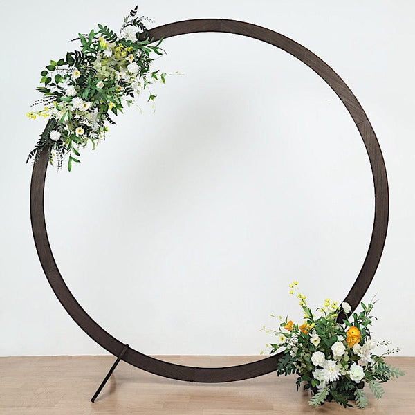 7.4 feet Dark Brown Natural Wood Round Backdrop Stand Wedding Arch
