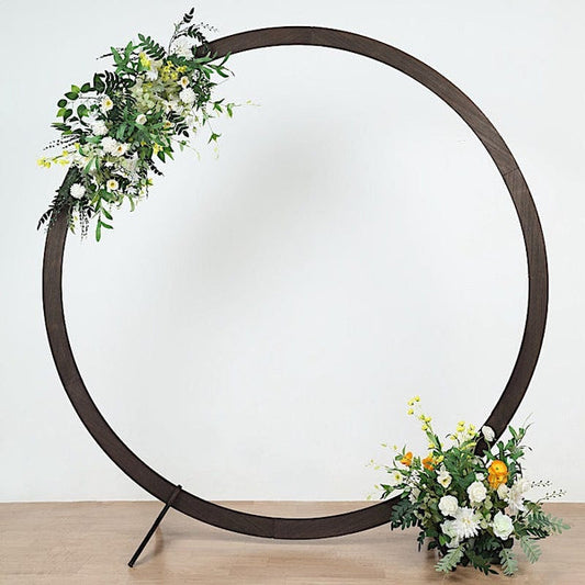 7.4 feet Dark Brown Natural Wood Round Backdrop Stand Wedding Arch