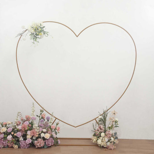 Gold 7 feet Metal Heart Shape Wedding Arch Photo Backdrop Stand