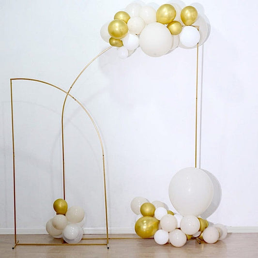 Gold 8 feet Metal Floral Display Frame Half Moon Backdrop Stand Wedding Arch