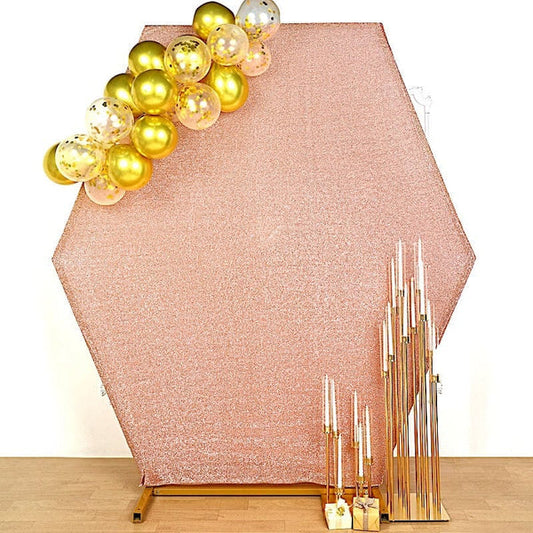 8 feet Metallic Glittered Spandex Hexagon Backdrop Stand Cover
