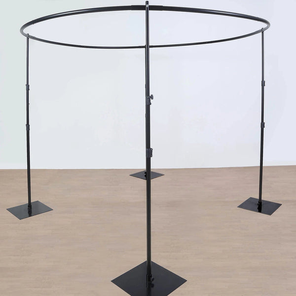 Black 10 ft Adjustable Height Round Canopy Wedding Arch Backdrop Stand