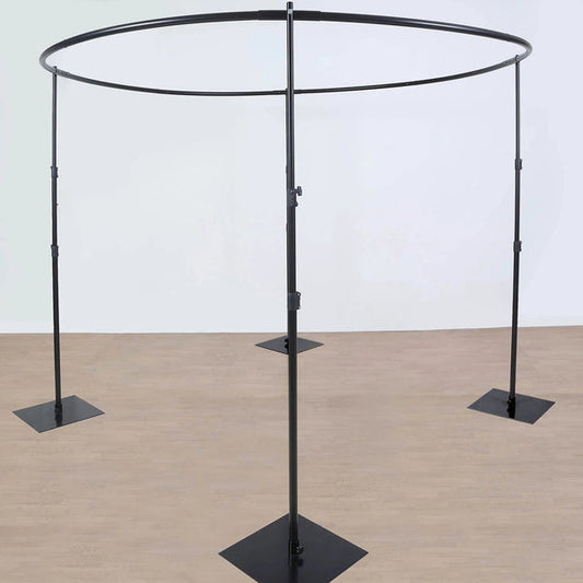 Black 10 ft Adjustable Height Round Canopy Wedding Arch Backdrop Stand