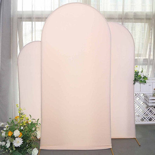 3 Fitted Matte Spandex Round Top Wedding Arch Backdrop Stand Covers Set
