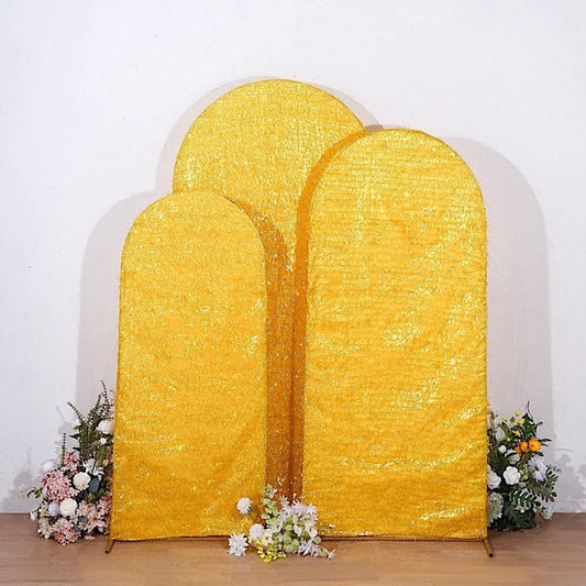3 Polyester with Metallic Tinsel Round Top Wedding Arch Backdrop Stand Covers