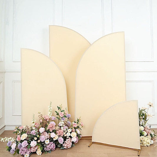 4 Fitted Spandex Matte Half Moon Wedding Arch Backdrop Stand Covers Set