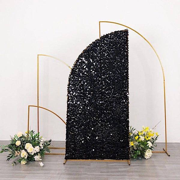 Big Payette Sequin Double Sided Half Moon Wedding Arch Backdrop Stand Cover