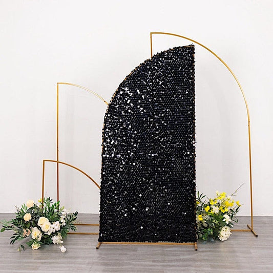 Big Payette Sequin Double Sided Half Moon Wedding Arch Backdrop Stand Cover