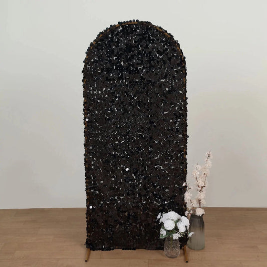 Fitted Big Payette Sequin Round Top Wedding Arch Backdrop Stand Cover