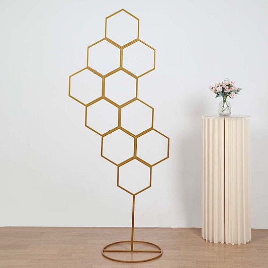 Gold 6 feet Metal Floral Display Frame Honeycomb Backdrop Stand Wedding Arch