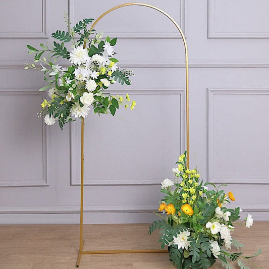 Gold Metal Floral Display Frame with Round Top Backdrop Stand Wedding Arch