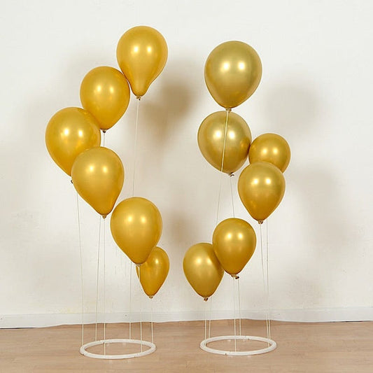 2 White 3 feet Spiral Plastic Balloon Tower Stands with Round Base