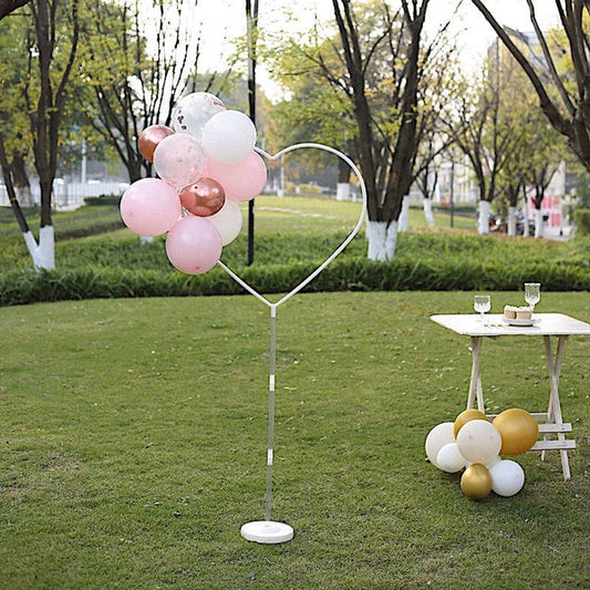 2 White Heart Shaped Plastic Balloon Arch Stand Kit