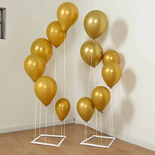 2 White Plastic Balloon Column Stands with Interlocking Base