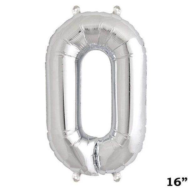 1 pc Silver 16" tall Number Aluminum Foil Balloon