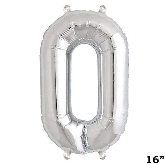 1 pc Silver 16" tall Number Aluminum Foil Balloon