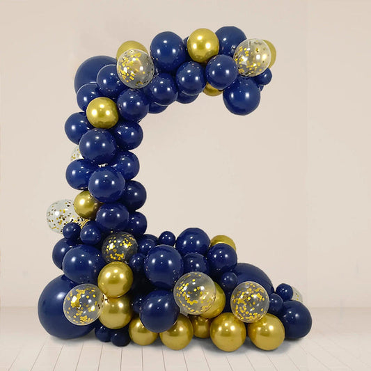 100 Royal Blue Gold Clear Assorted Latex Balloons Garland Arch Decorations Kit Set