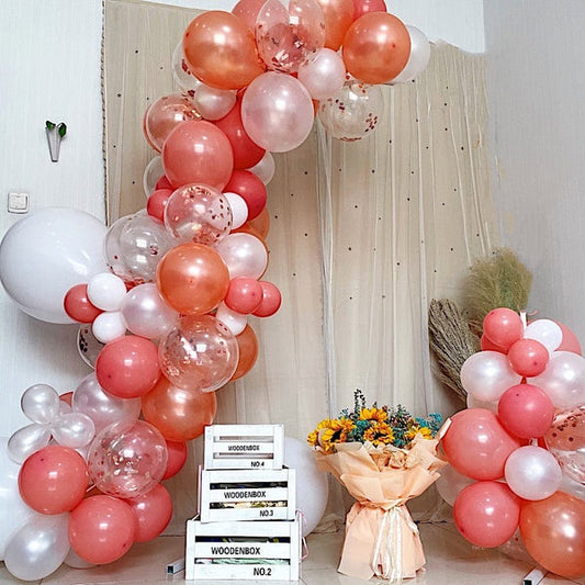 128 Balloons Dusty Rose White Clear Wedding Garland Arch Decorations Tools Kit Set