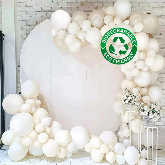 95 White and Beige Biodegradable Balloon Garland