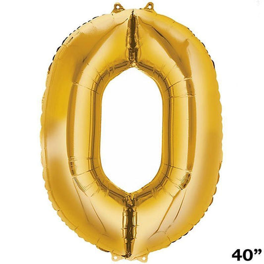 Gold 40" tall Number Aluminum Foil Balloons