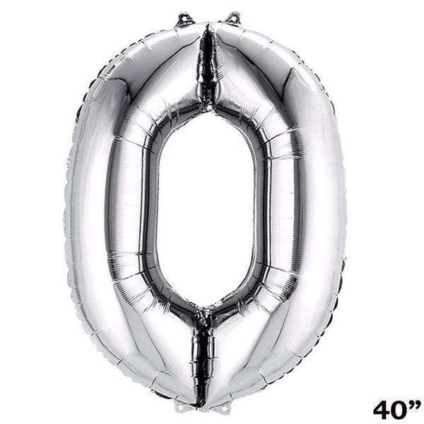 Silver 40" tall Number Aluminum Foil Balloons
