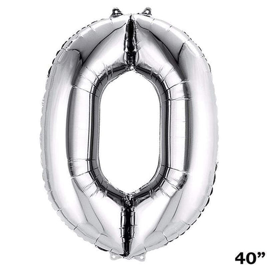 Silver 40" tall Number Aluminum Foil Balloons