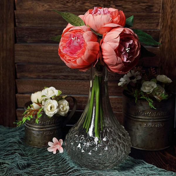 10 in tall Silk Artificial Peony Flowers Bouquet