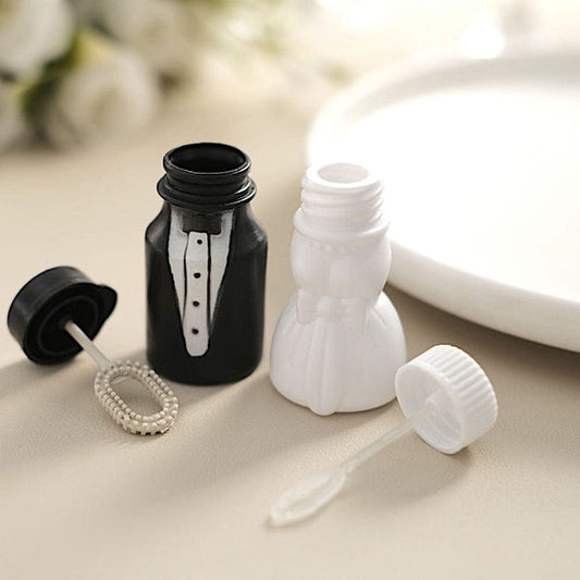 24 Black and White Bride and Groom Bubble Bottles Wedding Favors