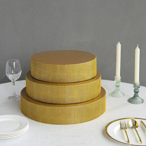 Round Metal Pedestal Cake Stand with Rhinestones