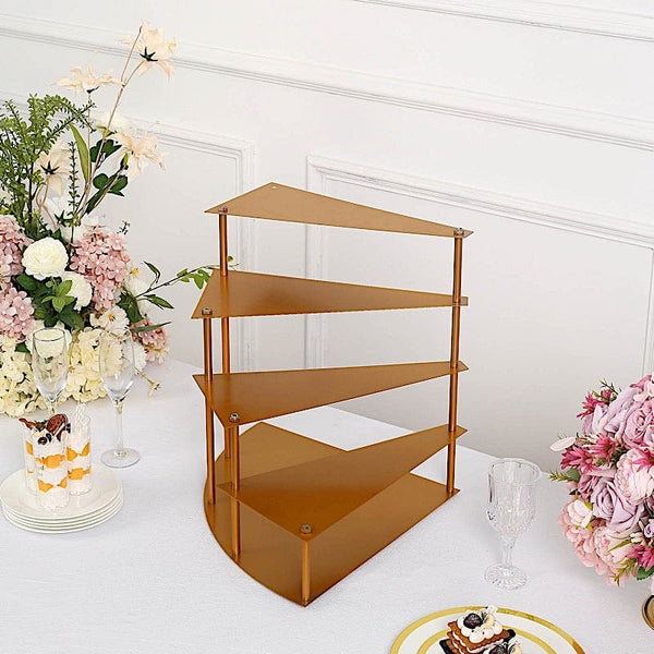 17 in Gold 4 Tier Spiral Stairway Metal Cupcake Dessert Stand