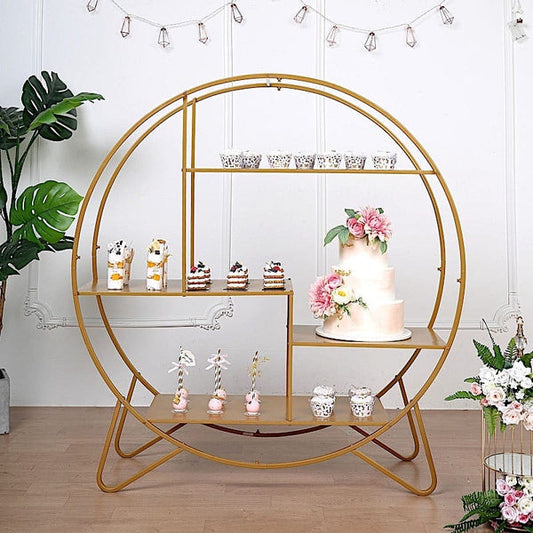 4 feet Gold Large Round Metal Cake Dessert Display Stand Wedding Arch Backdrop