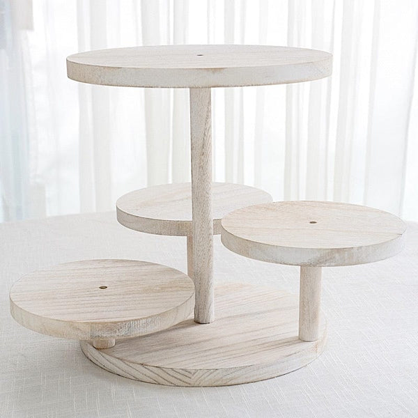 4-Tier White 14" Wooden Cake Stand with Round Trays