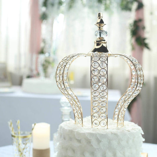 14 in tall Crystal Beaded Metal Crown Cake Topper