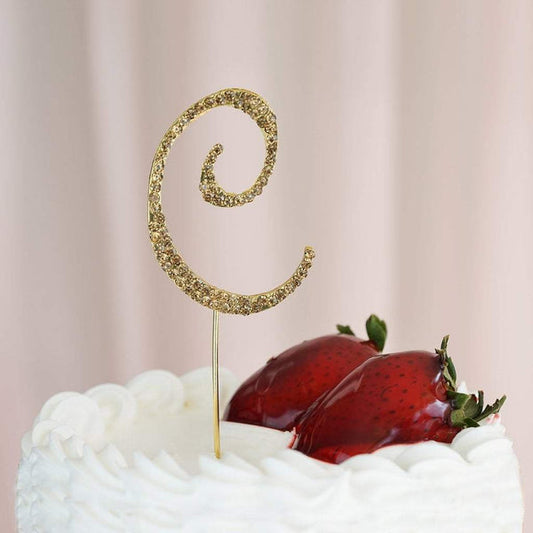 2.5" tall Gold Letters Rhinestone Cake Topper