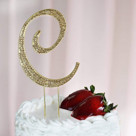 4.5" tall Gold Letters Rhinestone Cake Topper