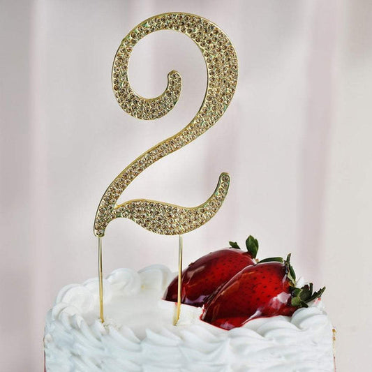 4.5" tall Gold Number Rhinestone Cake Topper