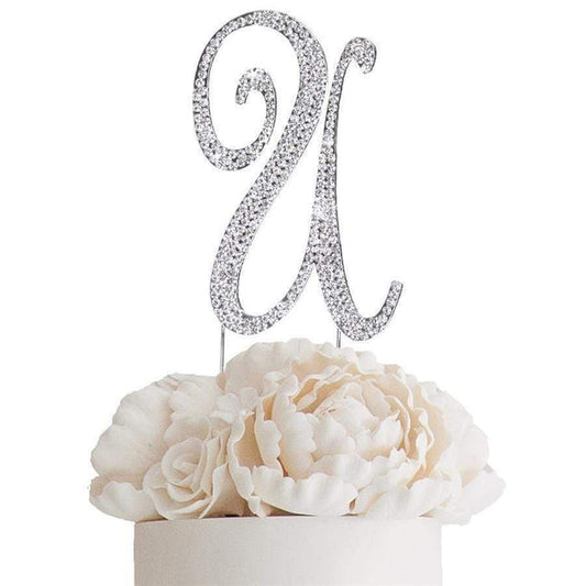 4.5" tall Letter Rhinestone Cake Topper