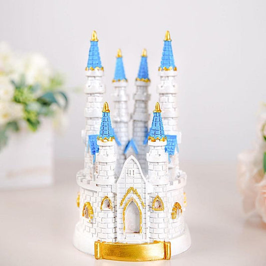 8.5 in tall White and Blue Princess Castle Cake Topper