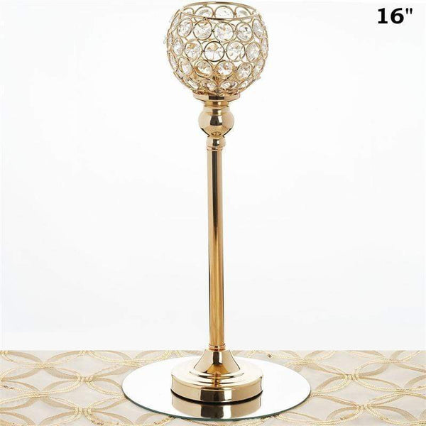 16" tall Faux Crystal Beaded Candle Holder Centerpiece