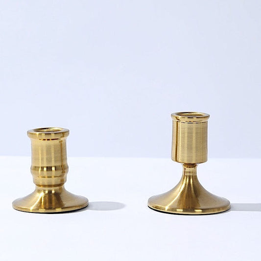 4 Gold Vintage Metal Taper Candle Holders