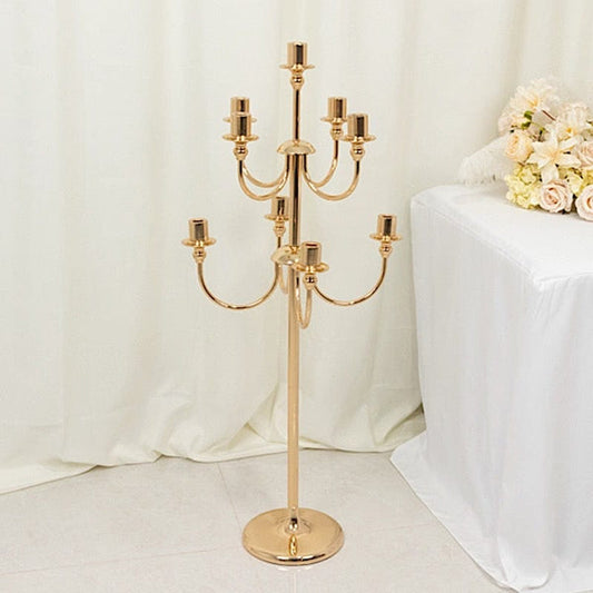46" 9 Arm Vintage Metal Floor Candelabra Candle Holder