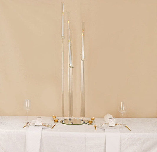 51 in tall Clear 5 Arm Crystal Glass Candelabra Taper Candle Holder