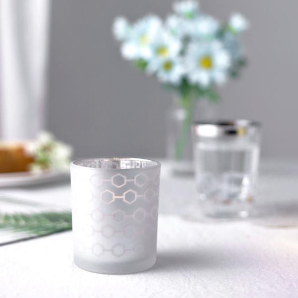 6 pcs 3" Metallic Honeycomb Mercury Glass Votive Candle Holders