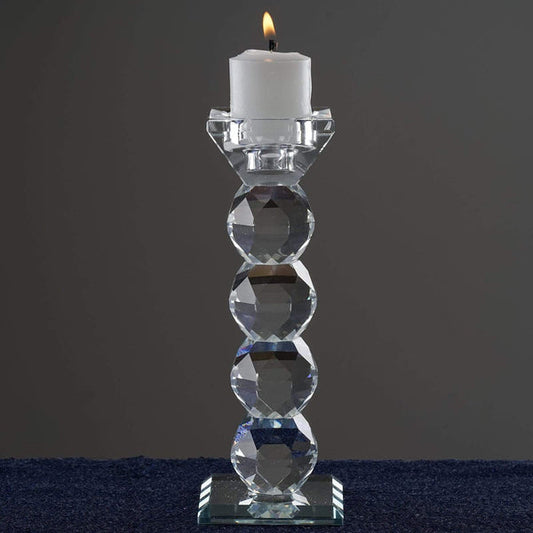 Clear 7" tall Crystal Candle and Taper Holder Pedestal