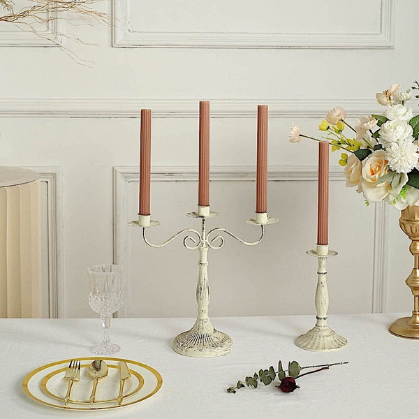 5 Unscented 9 in Premium Wax Taper Candles with Ribbed Design