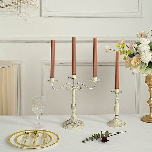 5 Unscented 9 in Premium Wax Taper Candles with Ribbed Design