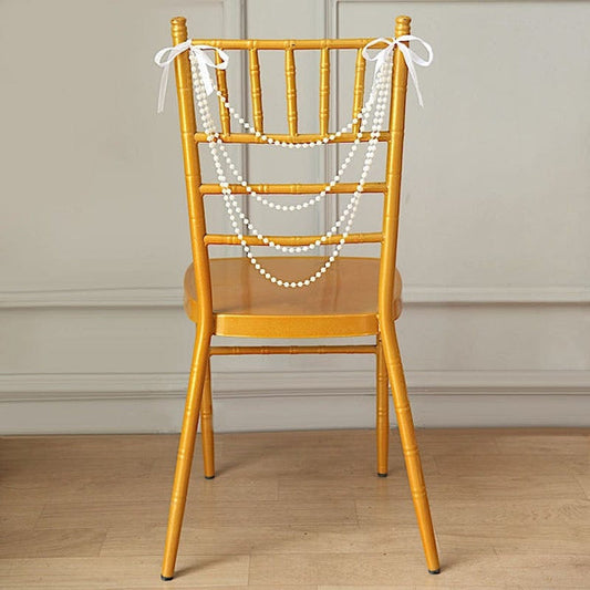 16 in Pre-Tied Faux Pearl Garland Chiavari Chair Back Sash Beaded String